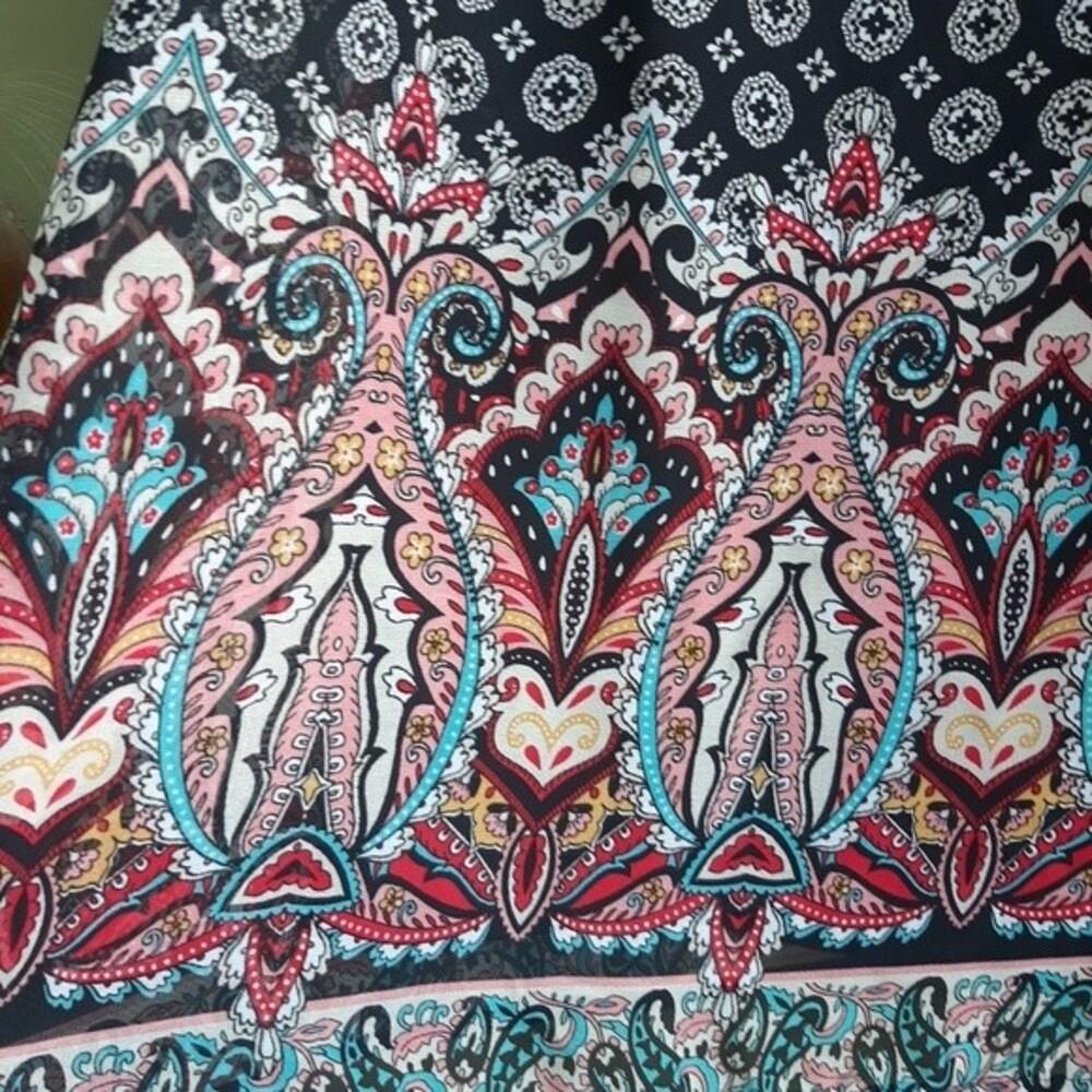 AUW Bohemian Tunic Lined Mini Dress Back Cut-out Bell Sleeve Size M - Picture 10 of 15